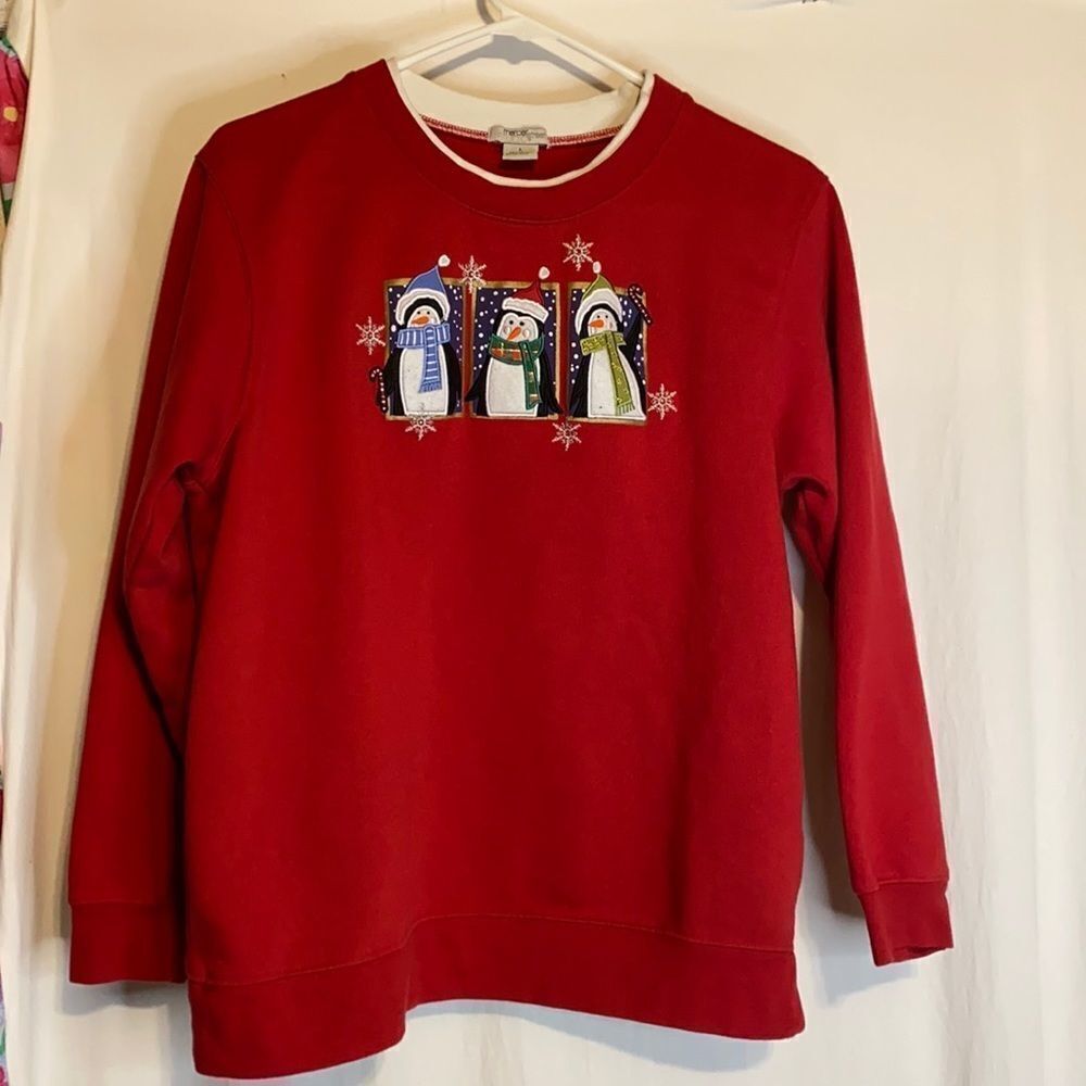 Holiday Penguin Fun L Ugly Christmas Sweatshirt